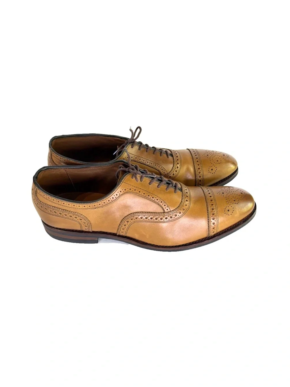 Allen Edmonds Strand Brown Leather Cap Toe Brogue Dress Shoes Men Size 14 D